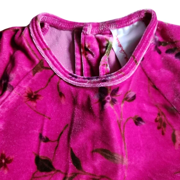 FINAL PRICE Vintage Hanna Andersson Pink Velour Floral Romper Ruffle 6-12mo/70cm - Picture 4 of 12